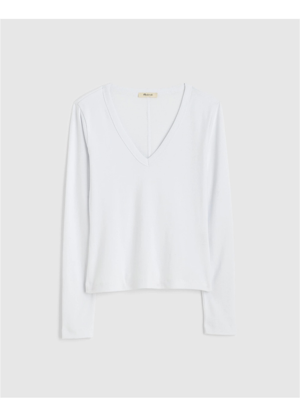 Madewell 90s White V-Neck Long Sleeve Top NY430 Medium BN